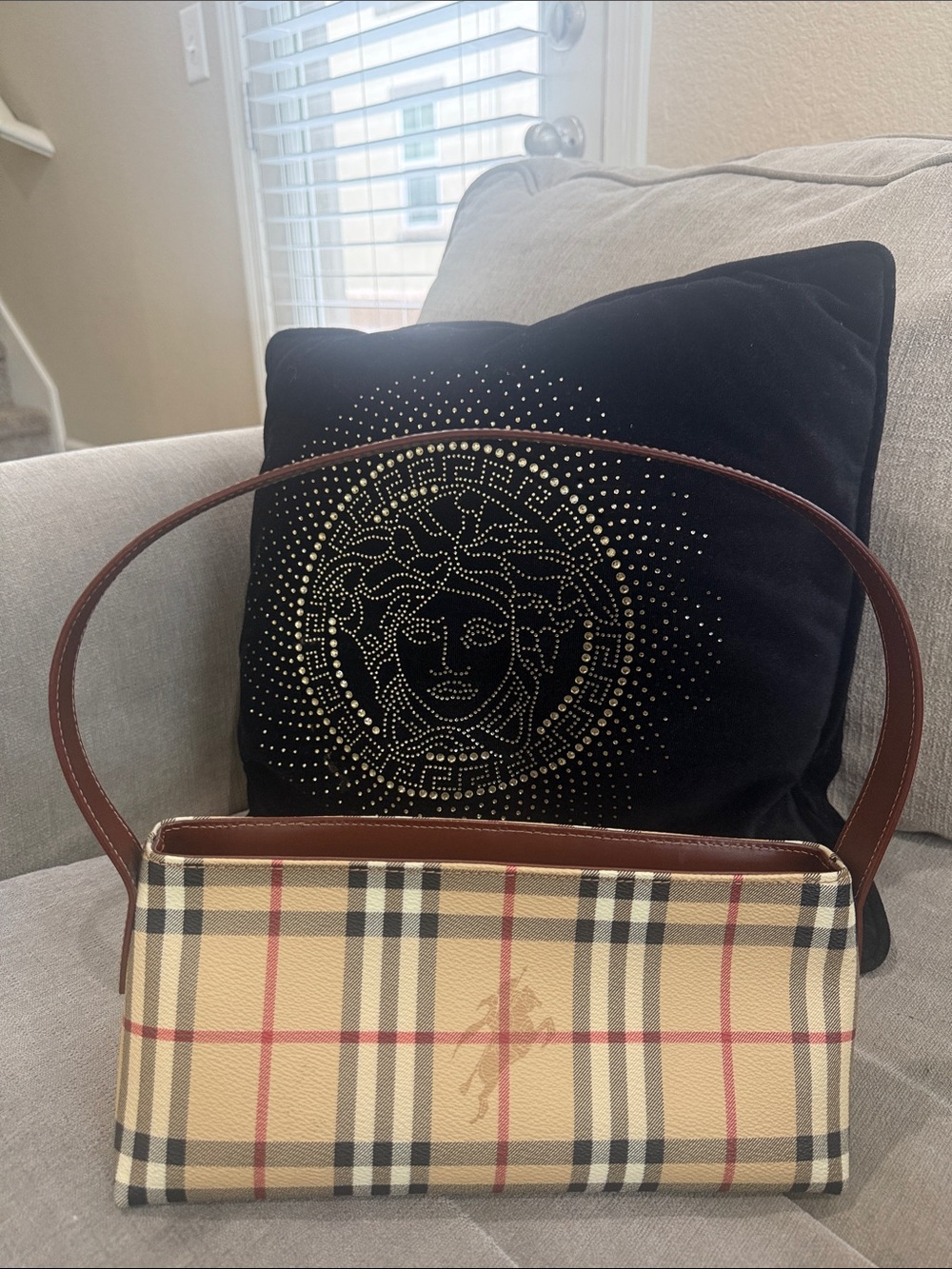 Authentic Burberry Classic Plaid nova check Shoulder Bag in Beige and Brown
